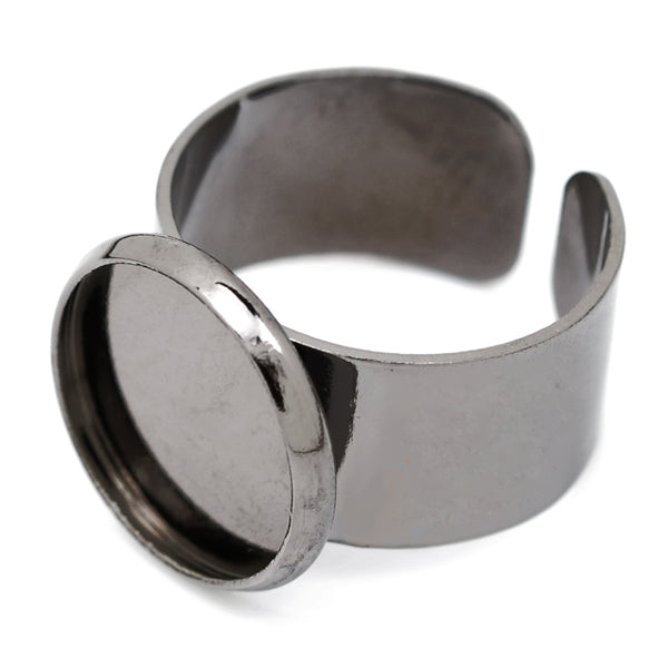 14mm Black Round Adjustable Ring Setting,Blank Metal Ring Base Jewelry Ring Bezel Blank for Glass Cabochon,sold 20pcsl/lot