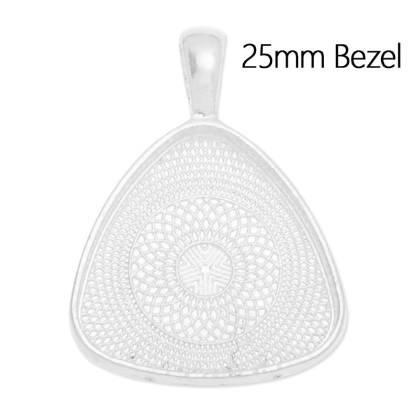 25mm(1 inch) triangle pendant trays,cambered corner,Zinc Alloy filled,shine silver plated,20pcs/lot