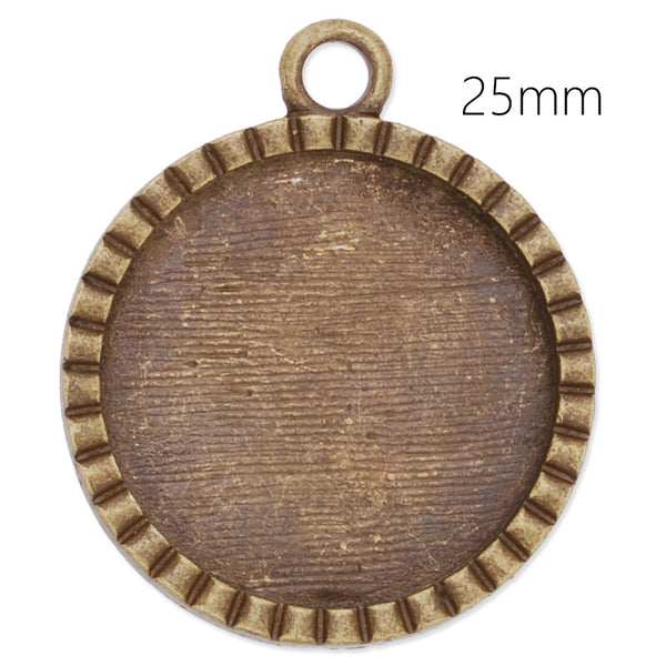 25mm Round Pendant tray,Figure edge,cameo base,zinc alloy filled,antique bronze plated,20pcs/lot