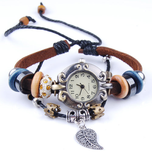 2013-2014 Fashion rope watch hand-knitted leather watches women's bracelet wrist watch,Bracelets for women,sold 10pcs per pkg