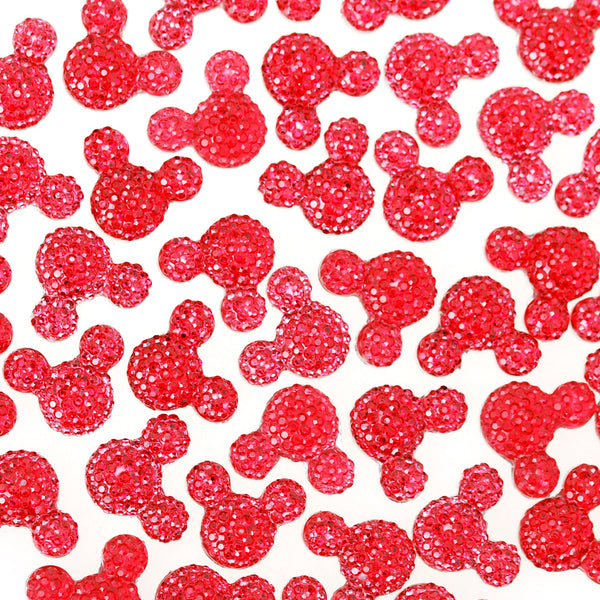 100 Red Resin Cabochons Flatback Kawaii Glitter Cabs Druzy Embellishments 16mm