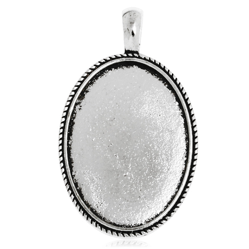 25 * 35mm (Inner size) Antique Silver Oval pendant base,Jewelry blank zinc alloy pendant settings,cabochon bezel settings,20 pieces/lot