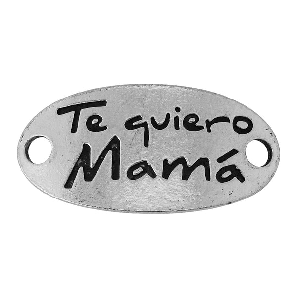 20 Te quiero Mamá word connector spanish connectors tibetan silver curved sideways bracelet connector link 38x19mm