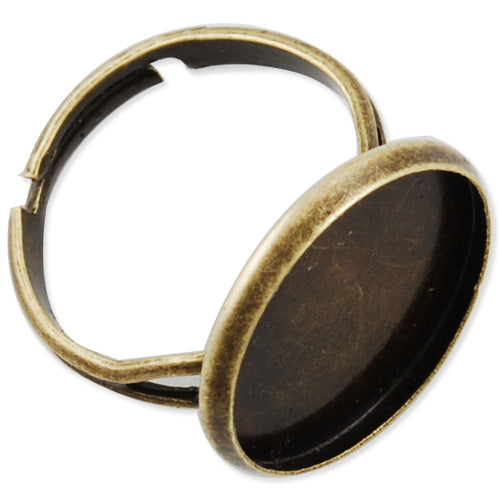 16MM Round Adjustable Shallow bottom Antique Bronze plated Ring Base Setting Pendants With 16MM round Pad,Sold 50PCS Per Package