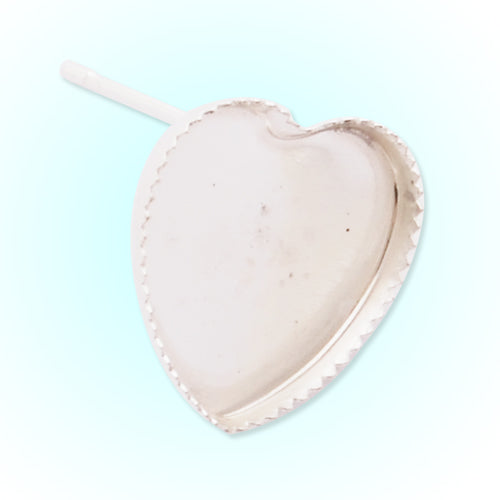 2013-2014 new brand Silver plated stud earring with a heart bezel,fit 12mm heart glass cabochon;sold 50pcs per pkg