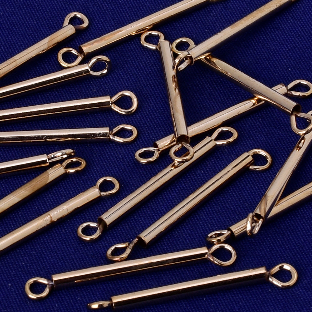 About 27.5*1.85MM tibetara® Blank Brass blanks with 2 holes DIY Jewelry for personalization plated kc gold  20pcs 10203705