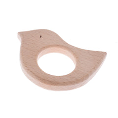 71*48mm Baby Teething Toy Wooden Teether First baby toys Handmade Baby toy Jewelry Wooden bird shape 2pcs