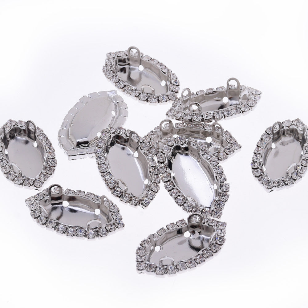 Single Row Rhinestones Claw metal claw hand sewing clothes D Claw wholesale  fit 7*15mm Marquise Shape white K 20pcs 10180603