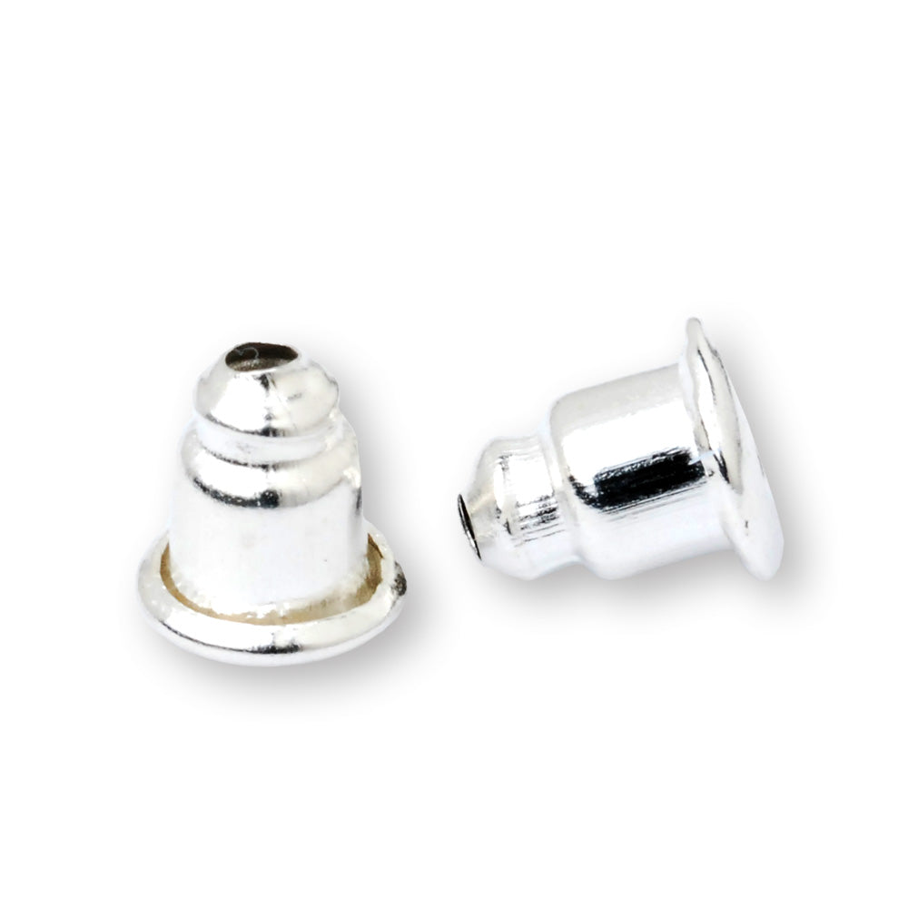 Wholesales 100 Earring Nuts for Back of Earrings Metal Earring Backs Silver Barrel Nut Bullet Stoppers 5x6mm