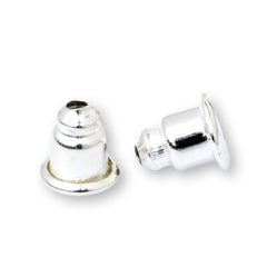 Wholesales 100 Earring Nuts for Back of Earrings Metal Earring Backs Silver Barrel Nut Bullet Stoppers 5x6mm