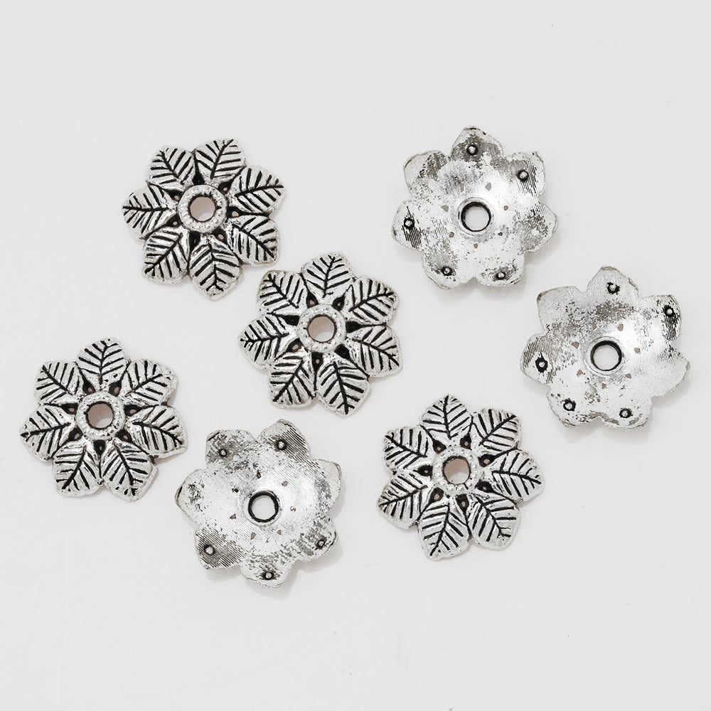 15mm Snowflake Bead Caps,Antique Silver Charm Bead Caps,Jewelry Findings,Thickness 4mm,sold 50pcs/lot