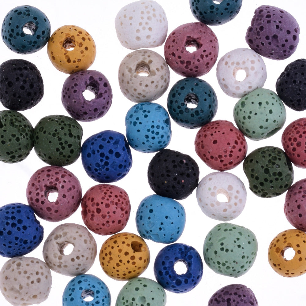 Round Lava Beads Earrings Bracelet Necklace Accessories 8mm 1.2mm hole mixed color 50pcs/lot