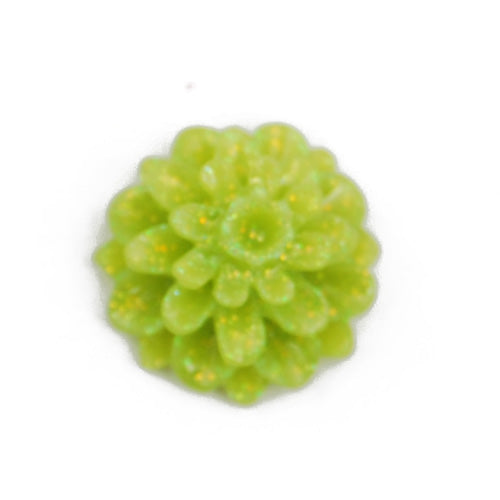 12*6.5mm light Green Flower Resin Cabochon Cameo,Flat back,sold 400 pcs per pkg.