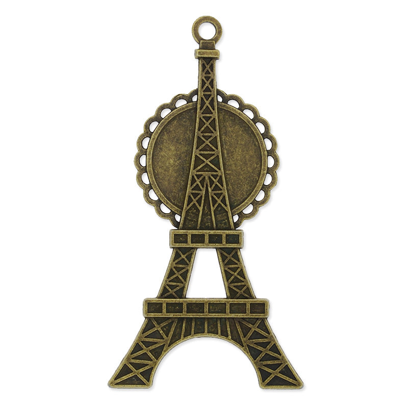 antique bronze plated hanging charms,effiel with 20mm bezel,length 70mm,zinc alloy filled,modern jewelry charms, 20pieces/lot