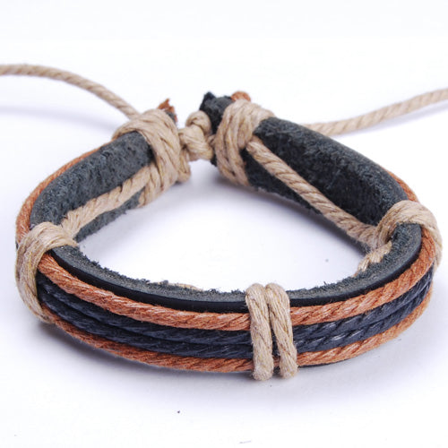 2013-2014 Personalized HandMade Real Leather Rope Wristband Bracelet Bangle Jewelry for Men's Gift,sold 10pcs per pkg