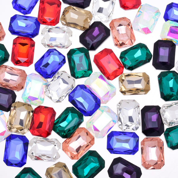 10x14mm Rectangle Pointed Back Rhinestones glass crystals beads wedding diy jewelry mixed 50pcs 10183358
