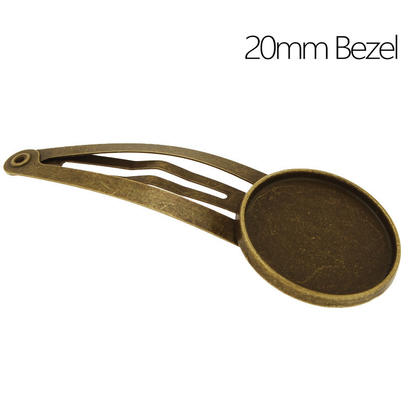 Metal Hair Clips with 20mm Round Setting base,Antique Bronze,Blank Bobby Pin Base for Cabochon,20 Pieces/lot