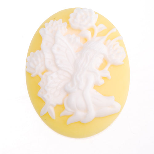 2014 New 30*40MM Oval “Angel” Resin Flatback Cabochons,Yellow and White;sold 20pcs per pkg
