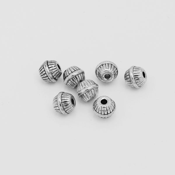 7mm Tibetan Flower Beads,Silver Large Hole Spacer beads,Diy Bulk beads,Thickness 5.5mm Sold 100pcs/lot