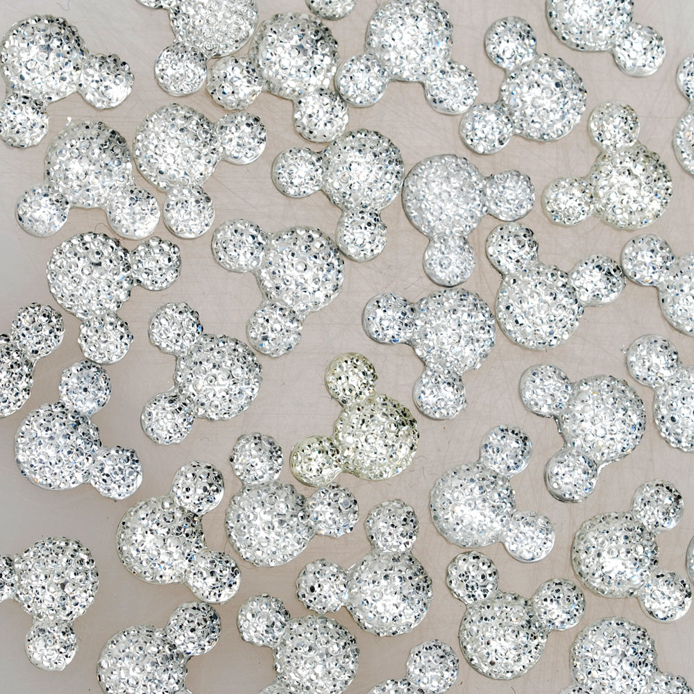 100 White Cabochons Flatback Kawaii Glitter Cabs Druzy Embellishments 16mm