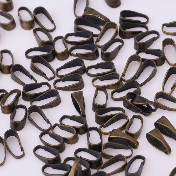 200 Antique bronze 7mm Iron Clip Bails Jewelry Findings Pendant Bails Snap On Bail Charm Pendant Clasps