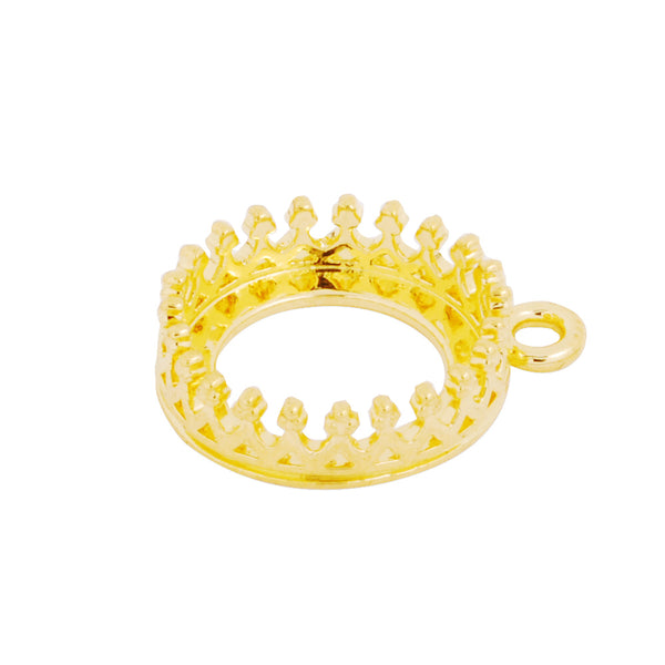 12mm (In size) 18K Gold Bezel Setting,Claw Clasp Bezel,13.5*16.5mm Round Claw Setting Bezel Link,Hollow clip edge,20pcs/lot