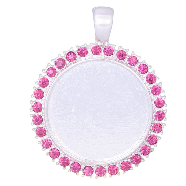 10 pieces 25mm 1 inch Silver Claw Pendant Tray with Single Row Birthstone Crystal,Easy for Necklaces, Birthstone Pendant  FEBRUARY