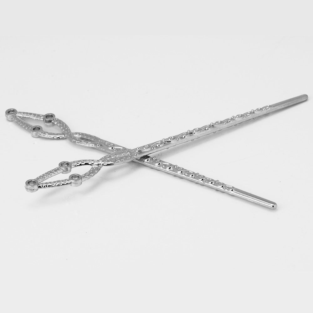 10PC nickel color metal hair stick pins filigree stamping hole diy hair pin jewelry accessory 130x32mm