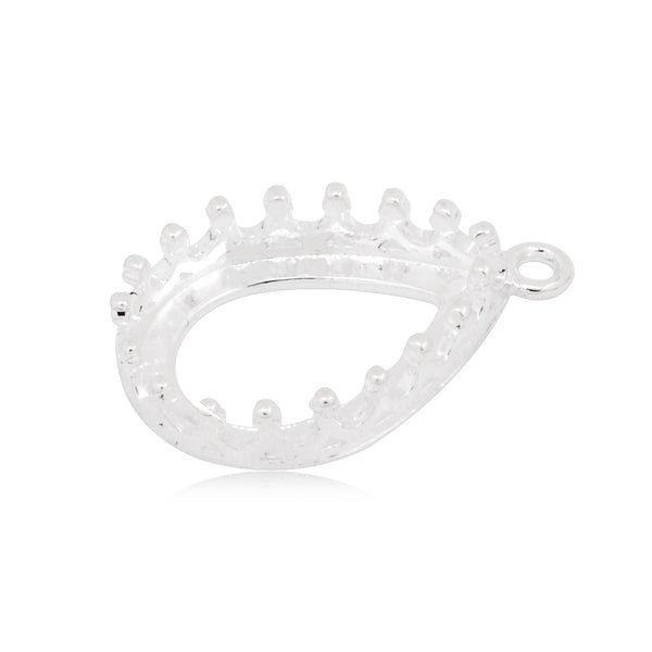 10x14mm (In size) Silver Plated Drop Bezel Setting,Single hanging Claw Clasp Bezel,12x18.5mm Claw Setting Bezel Link,Hollow clip edge,20pcs/lot