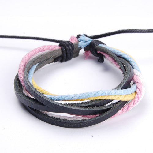 2013-2014 Simple fashion Color leather string bracelet,Multi-layer leather hemp rope woven bracelet,sold 10pcs per pkg