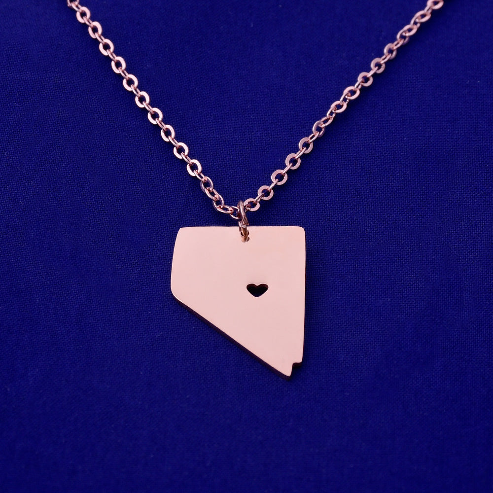 1 pcs about 17x25mm Rose Gold Stainless Steel pendant map necklace Stamping blank Jewelry supplies  Nevada-NV  18 Gauges
