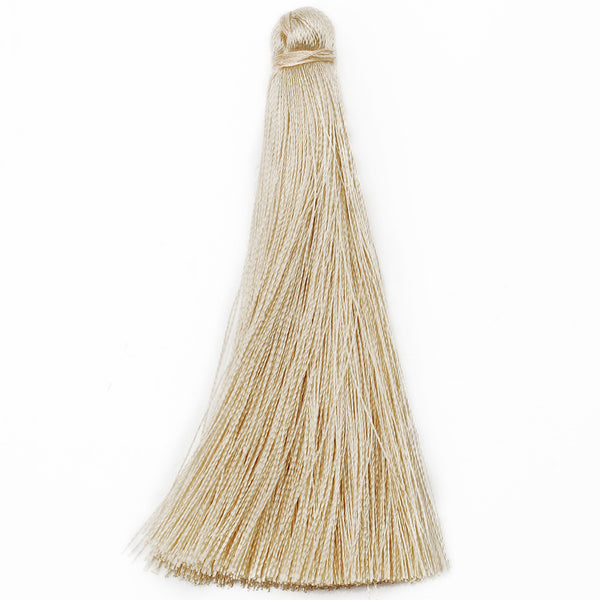 8cm Silky Tassels,Korea Handmade Long Jewelry Tassels,Beige Quality Mala Necklace Tassels, 20pcs/lot