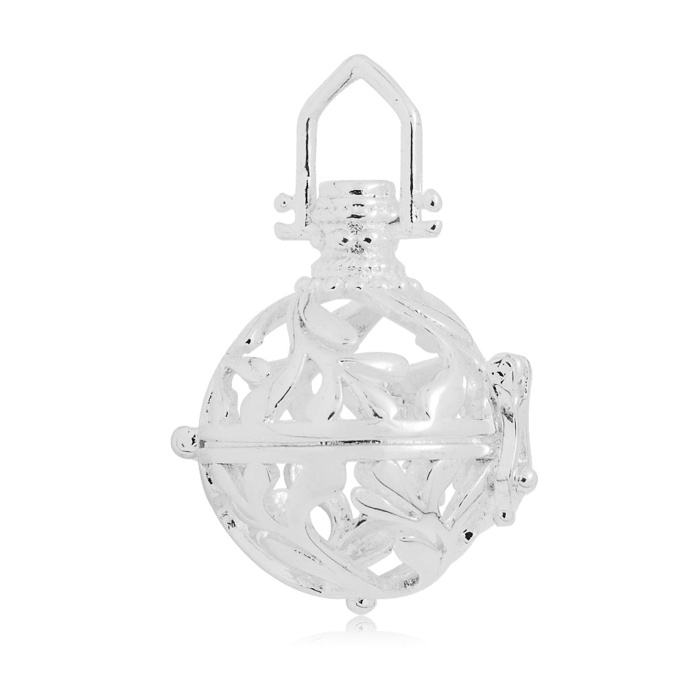 1pieces Necklace Pendant 18mm Hollow Box,Silver Plated Pregnancy Peace Ball cage for 16mm beads