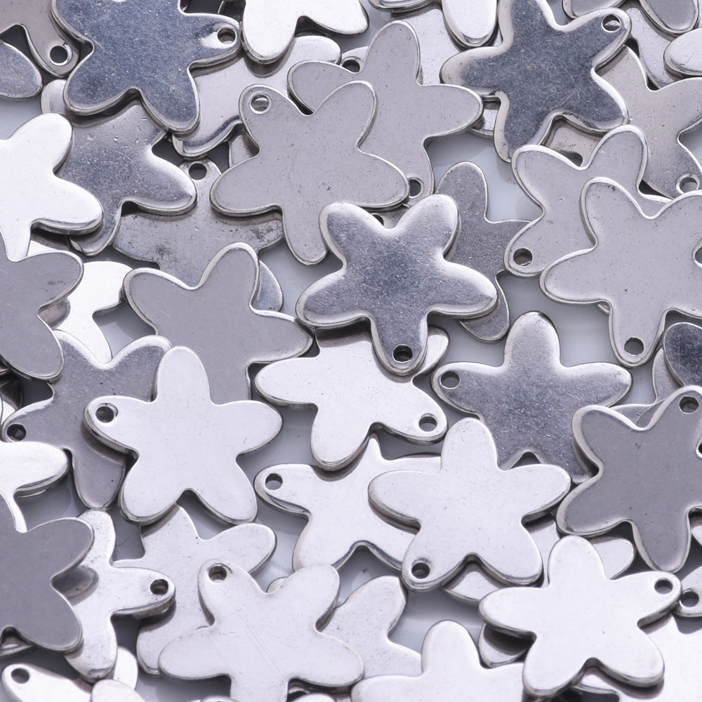 20 Stainless Steel Star Charm Pendant Blanks Stamping Tags Diy Jewelry Findings about 14MM