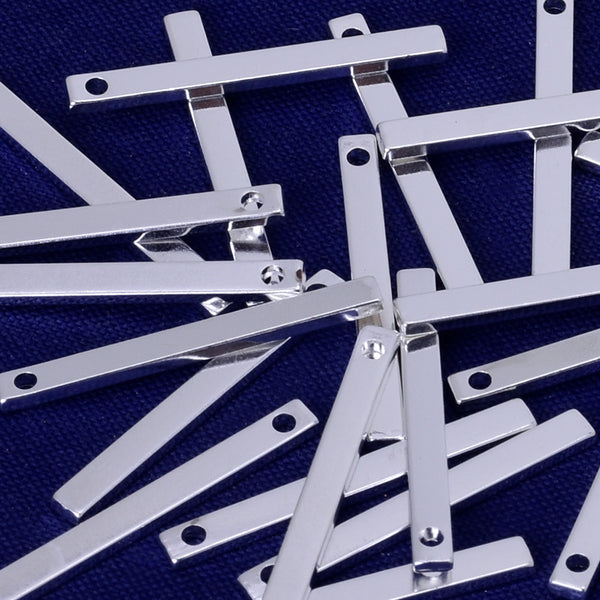 About 22*3.54*1.1MM tibetara® Brass Stamping Bar 4 sided Blank Bar Stamping Blank Pendant Charms Name Plated silver 20pcs