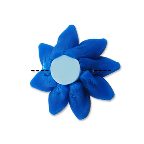 25MM Hand Made And Flat Back Polymer Clay Flower Beads,Purple,Side Drilled Hole Size 2.5MM,Lead Free,Sold 50 PCS Per Package