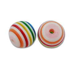 100 piece 16 MM Bright and Colorful stripe Bead ,resin Beads,Hole Size 3mm