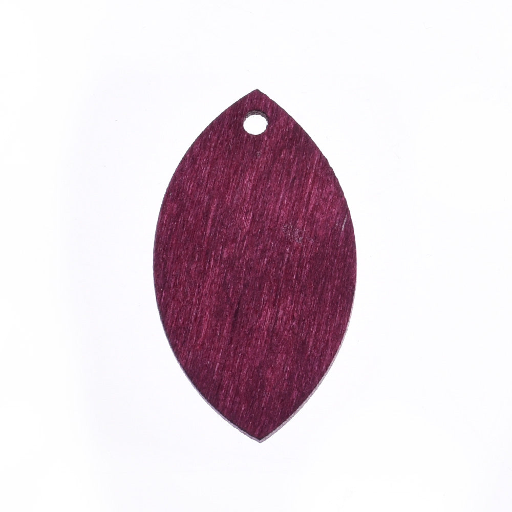 Geometric wood earring pendant Leaves shape handmade jewelry 32*19mm red 20 pcs 10168551
