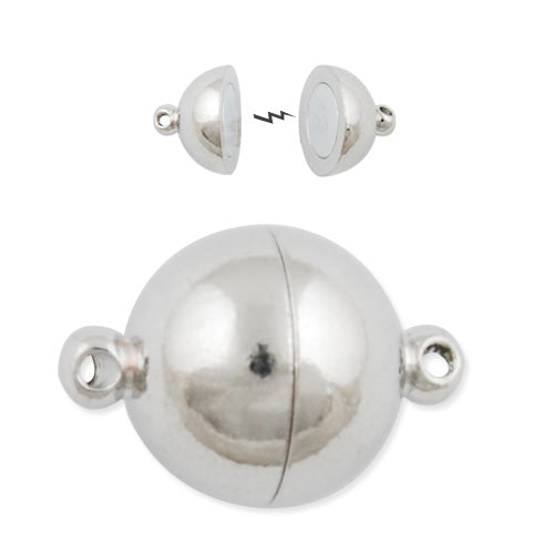 12MM Rhodium Open Round Magnetic Buckle Ends Clasp,nickel and lead free