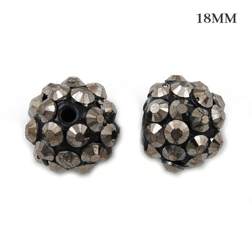 16*18 MM Round Resin Pave Beads,Black Base,Clear AB,Sold 50PCS Per Package