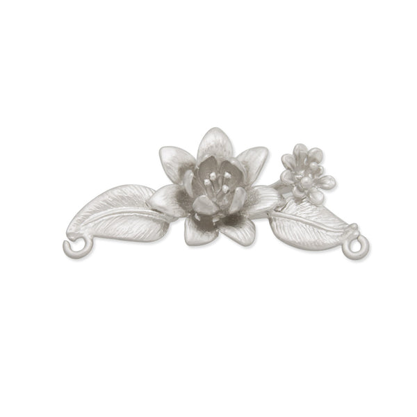 13x29mm,Flower,Matte Nickel,2 loops,connector for necklace/ear,sold 10pcs/lot