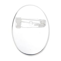 Brooch With 18x25MM Oval Bezel,Silver plated,brass filled,20pcs/lot