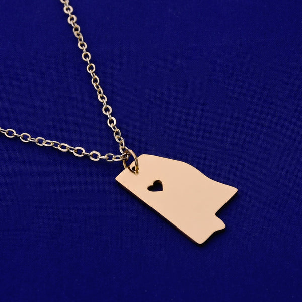 1 pcs about 16x26mm Gold Stainless Steel pendant map necklace Stamping blank Jewelry supplies Mississippi-MS 18 Gauges