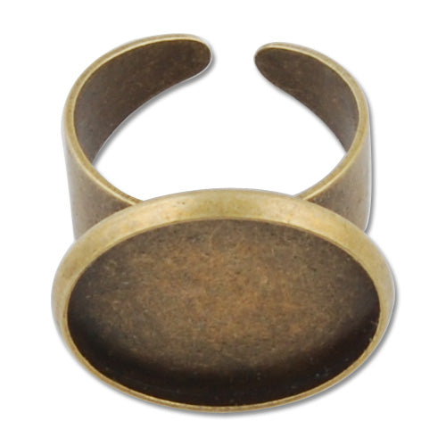 20mm Round Adjustable Antique Bronze plated Ring Base Setting Pendants With20 MM round Pad，Sold 20PCS Per Package