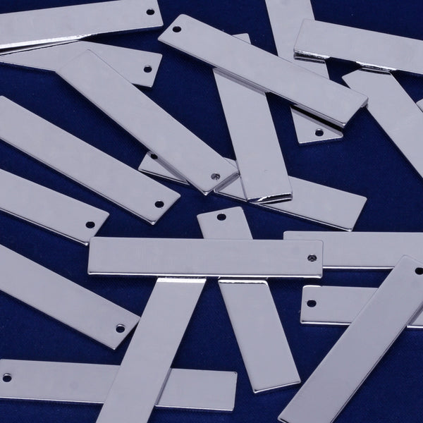 1 5/8"*3/8" Brass Rectangle Tag Blanks Stamping Blank Findings metal blanks Single hole nickel color 18 Gauges 10pcs