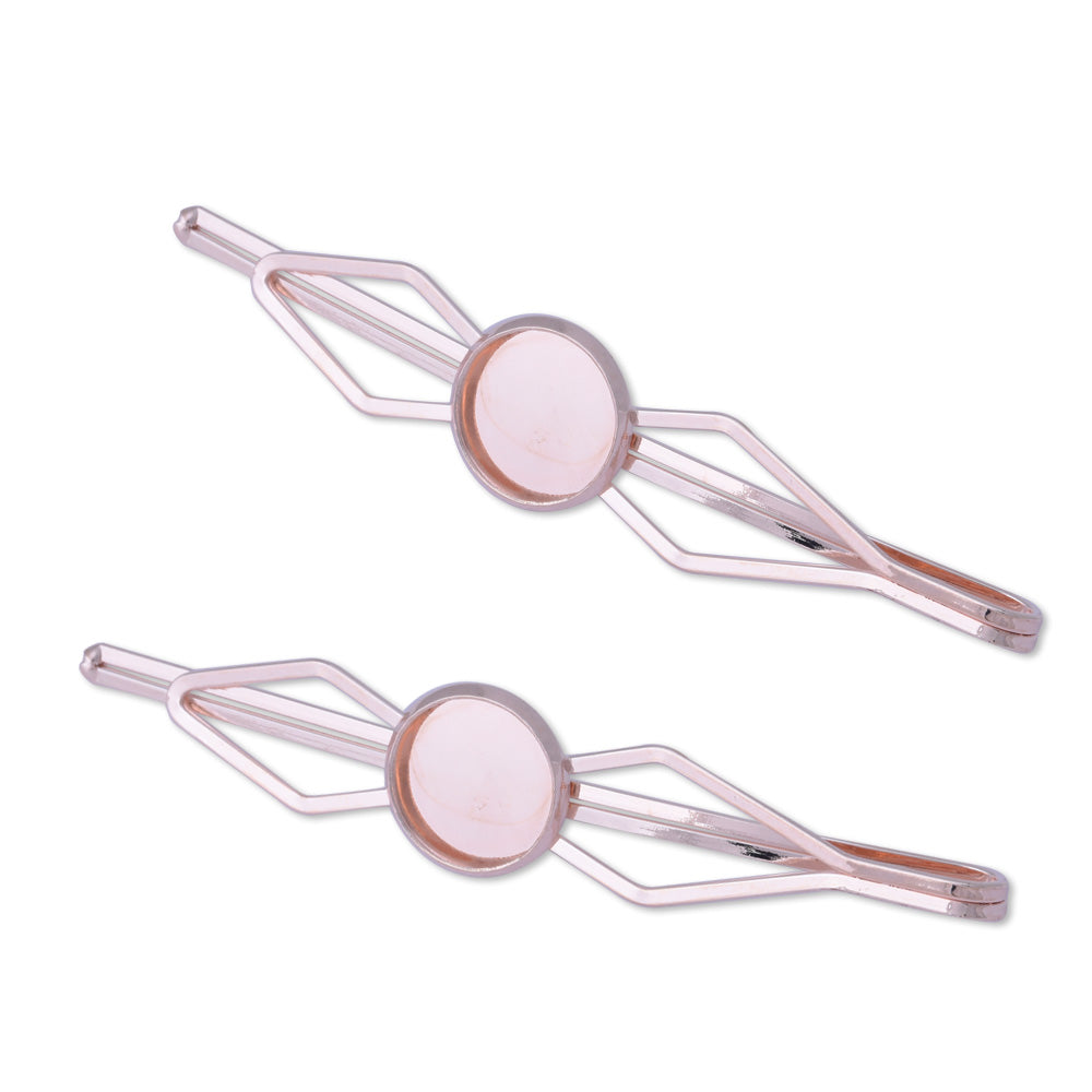 10 Round Bobby Hair Pin Clip Barrette Blanks with 12mm Bezel Hairpin Findings,Rose gold