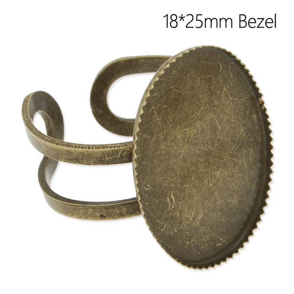 18x25mm Oval Setting Ring Blank Bezel-DIY-Crystal Clear Glass Round Ring,Antique Bronze plated,20 picecs/lot