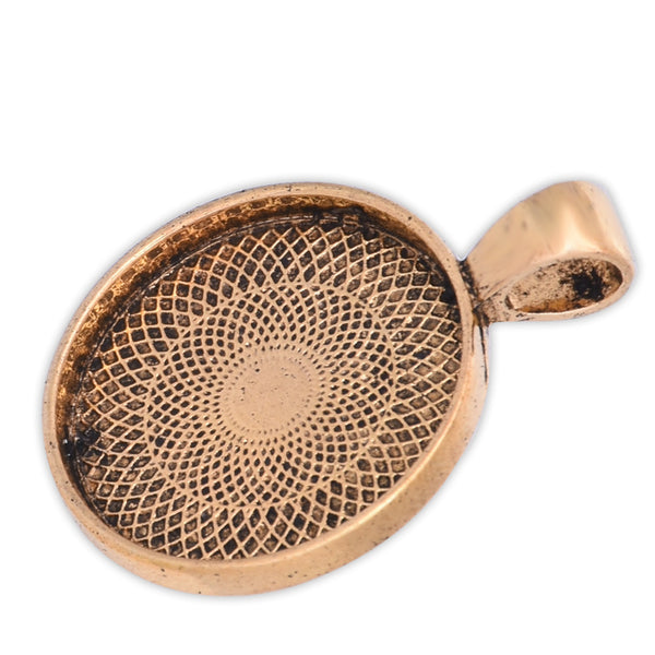 20mm Antique Gold Round Cameo Cabochon Bezel  Base Setting Pendants Mini pendant trays 20pcs