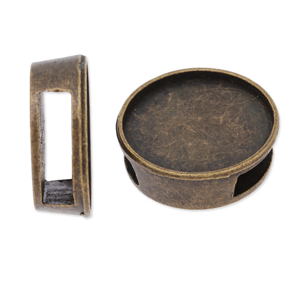 Silder Charm with 16mm round Bezel,50pcs/lot,Easy used