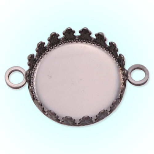 15MM Round Double Hanging Bracelet bezel,Gun Metal Black Plated,Lead Free And Nickel Free,Sold 50PCS Per Pkg